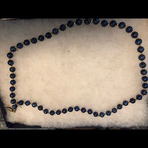 Blue and gold bead necklace